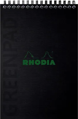 Produktbild von RHODIA Spiralnotizblock GREENPAD DIN A5+ liniert schwarz 80 Blatt