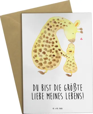 Produktbild von Mr. & Mrs. Panda Grußkarte Giraffe Kind - Weiß - Geschenk, Lieblingsmensch, Afrika, Mama, Tochter, Sohn, osterkarte, hochzeitskarten, Grußkarten, dankeskarten, Mutter