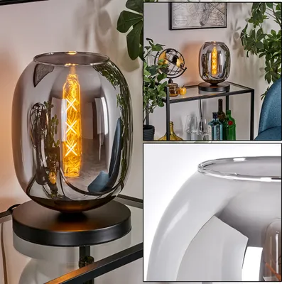 Produktbild von Carrone Tischlampe aus Metall/Glas in Schwarz/Rauchfarben