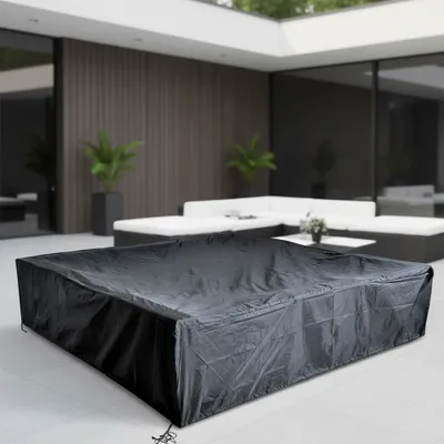 Produktbild von Schutzhülle Gartenmöbel 240×240×52 cm schwarz wetterfest mit Kordelzug