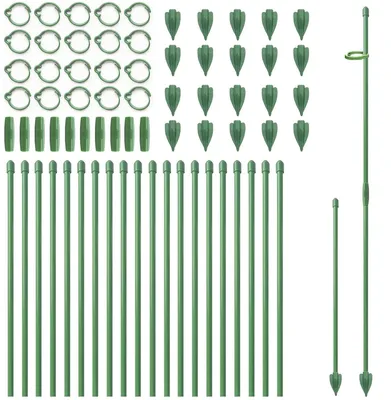 Produktbild von 10 Pflanzenstützen 32,6 cm mit Clips, verstellbare Stäbe für Zimmerpflanzen wie Monstera, Tomaten und Orchideen