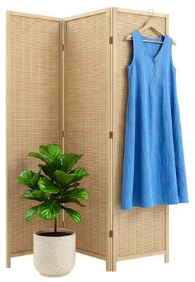 Produktbild von Relaxdays Paravent, 3-teilig, faltbarer Raumtrenner, H x B: 170 x 120 cm, Bambus, Wohnzimmer, Trennwand innen, natur