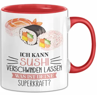 Produktbild von Sushi-Liebhaber Tasse Geschenk Ich Kann Sushi Verschwinden Lassen Was Ist Deine Superkraft Becher Geschenkidee Suhshi Kaffee-Becher (Rot)