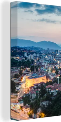 Obrázek produktu pro OneMillionCanvasses® - Obraz na plátně - Krajina Sarajeva v Bosně a Hercegovině, nástěnná malba, nástěnné dekorace obrazy obývací pokoj, 20x40cm