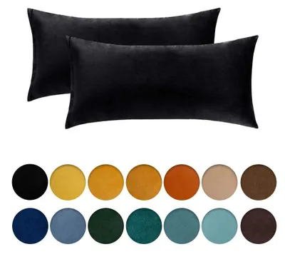 Produktbild von Luxus Samt Dekokissenbezüge - Schwarz - 40x80 cm - Set aus 2