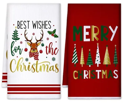 Weihnachts-Geschirrtuch-Set, 2er-Pack, 40x60 cm, Mikrofaser