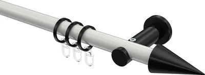 Produktbild von Interdeco Gardinenstange / Vorhangstange Weiß / Schwarz, Typ Platon Savio (Kegel), 20 mm Ø 1-läufig, 360 cm
