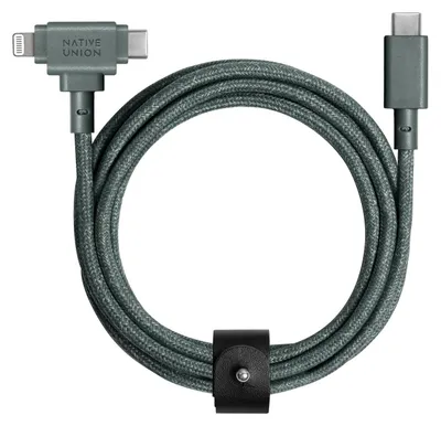Zdjęcie produktu dla Native Union Belt Duo, Zielony, USB C, USB C/Lightning, 1,5 m, Męska, Męska
