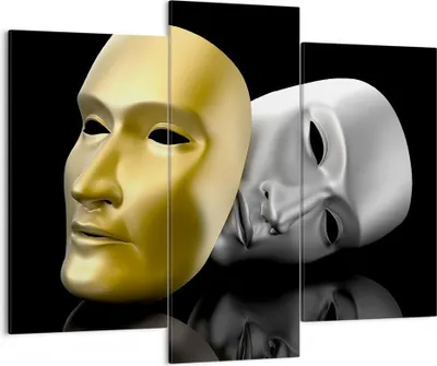 Produktbild von Bild auf Leinwand - Leinwandbild - Maske Theater Bühne Schauspieler - 130x100cm - Wand Bild - Wanddeko - Leinwanddruck - Bilder - Kunstdruck - Leinwand bilder - Wandkunst - CB130x100-2432