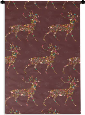 Produktbild von MuchoWow® Wandteppich Wandbehang Hirsche - Muster - Farben 60x90 cm Tapisserie Dekoration Wandtuch - Foto-Teppich - Abwaschbar