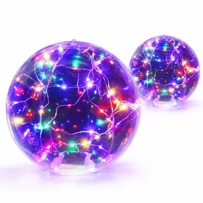 Produktbild von Aufblasbare Solar Poolleuchten 2er Set schwimmende LED Kugeln RGB Farbwechsel automatische Garten und Pool Party Beleuchtung