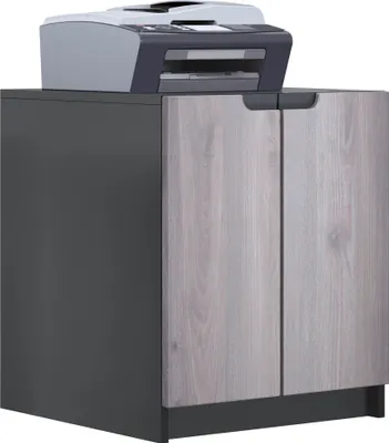 Produktbild von Vladon Druckerkommode Logan,  Germany, Aktenschrank mit 2 Fächern und 2 Türen, Korpus in Schwarz matt, Fronten in Eiche Nordic (51 x 60,5 x 54 cm)