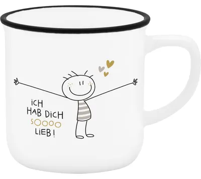 Espressotasse "Hab dich so lieb", Porzellan, 10 cl, Geschenkbanderole