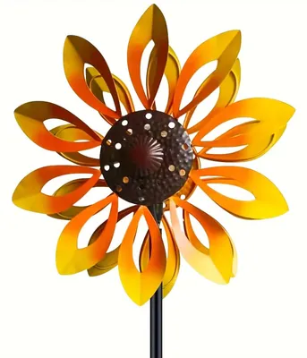 Produktbild von Windspinner Gartendekoration mit Solarlicht, Metall, Kupfer/Bronze, Doppeldrehrichtung – Größe 8\"W x 12\"H