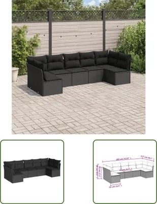 Produktbild von The Living Store 7-tlg. Garten-Sofagarnitur mit Kissen Schwarz Poly Rattan