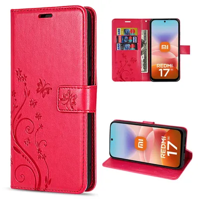 Produktbild von Hülle für Xiaomi Redmi 17 4G / 5G Handyhülle mit [Standfunktion][Kartenfächern] Rot