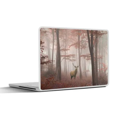 Produktbild von MuchoWow® Laptop Aufkleber Sticker Cover Hirsche - Wald - Rot - Herbst 25x18 cm - Laptop-Deko