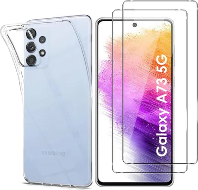 Produktbild von Hülle für Samsung Galaxy A73 5G mit 2 Displayschutzfolien aus Hartglas Phonillico®