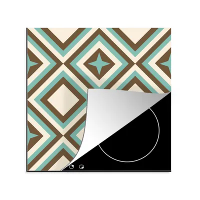 Produktbild von KitchenYeah© Herdabdeckplatte 50er Jahre - Stern - Design , 78x78cm, Küche Deko, Glaskeramikkochfeld Herdabdeckung, Abdeckplatte fùr Kochfeld
