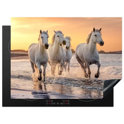 Produktbild von KitchenYeah© Herdabdeckplatte Pferde - Sonne - Meer - Strand - Tiere , 70x52cm, Küche Deko, Glaskeramikkochfeld Herdabdeckung, Abdeckplatte fùr Kochfeld