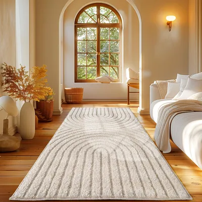 Image de Carpetsale24 Tapis à Poils Longs pour Salon Style Scandinave Boho Effet 3D Shaggy Doux Moelleux et Confortable, Taille: 80x250 cm