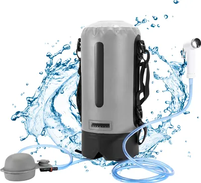 Image de TolleTour Douche de camping Douche de jardin Sac d'eau portable 12 L Douche d'extérieur avec pompe