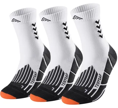 Produktbild von Lounwee Crew Kompression Laufsocken Herren: 15–20 mmHg Kompressionsstrümpfe – Größe 39-42, F-White White White