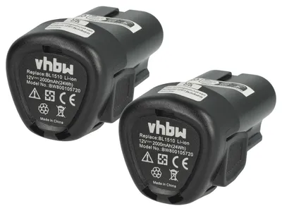 Produktbild von vhbw 2x Akku kompatibel mit Black & Decker PSL12, LDX112C Werkzeug (2000 mAh, Li-Ion, 12 V)