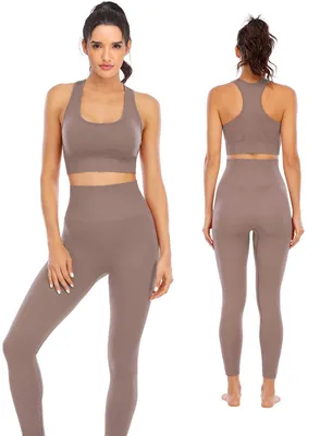 Image de Ensemble de sport NOVA ACTIVE pour femmes, 2 pièces, taille haute, leggings sans coutures avec
