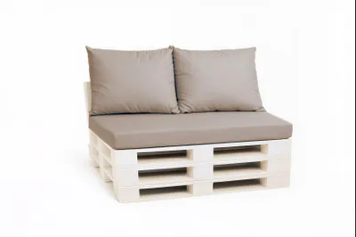 Produktbild von Palettenkissen Set 120 x 60 x 10 cm + 2 x 50 x 40 cm – Sitz- & Rückenkissen, abnehmbare Bezüge, Outdoor geeignet, 3-teilig Caffe latte