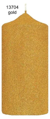 Produktbild von Glamour Glitter Stumpenkerzen Gold 15 x 7 cm, 4 Stück