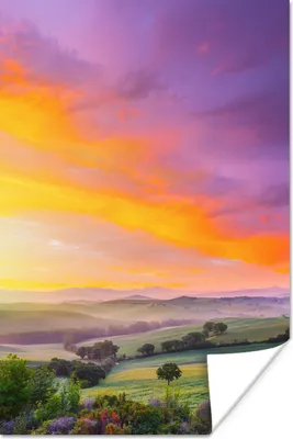 Produktbild von MuchoWow® Poster Toskana - Landschaft - Farbenfroh 80x120 cm - Papierdruck