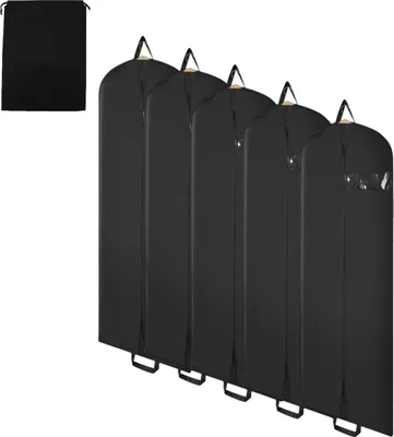Produktbild von Hengda Kleidersack 5er Set 150x60cm Schutzhülle Kleiderhülle mit einem Griff schwarz Schuhsack