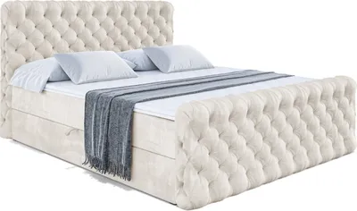 Produktbild von ALTDECOR Boxspringbett mit Fußteil, H3 Matratze und Topper - 180x200 cm - BOXI8-Z - Taupe Samt - Polsterbett mit Bettkasten und Lattenrost, Bett mit Stauraum