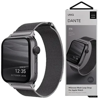 Zdjęcie produktu dla Uniq Pasek Dante Apple Watch Series 4/5/6/7/8/Se/Se2 42/44/45Mm Stainless Steel Grafitowy/Graphite