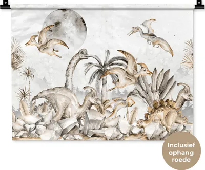 Produktbild von MuchoWow® Wandteppich Wandbehang Dino - Dschungel - Natur - Tiere - Kinder - Kinder 60x45 cm Tapisserie Dekoration Wandtuch - Das Schlafzimmer