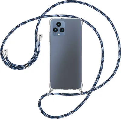 Produktbild von Handykette Backcover-Schutzhülle mit Band (Metall silberfarben) für Telekom T Phone (T-Mobile Revvl 6 5G) - Blautöne