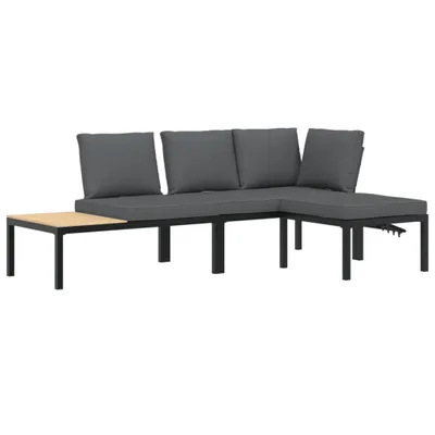 Produktbild von 3-tlg. Garten-Sofagarnitur mit Kissen Schwarz Aluminium