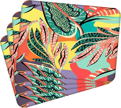 Obrázek produktu pro Sada 4 prostírání 40x30 cm Leaf Abstraction 7 Prostírání omyvatelné - žáruvzdorný korkový podklad odolává teplotám do 100 °C