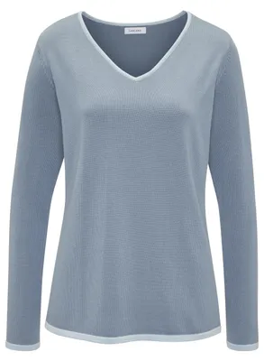 Produktbild von VIVANCE V-Ausschnitt-Pullover blau-hellblau Größe 40/42