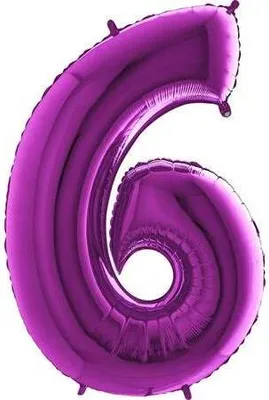 Image de Ballon gonflable numéro 6 violet 102cm extra large
