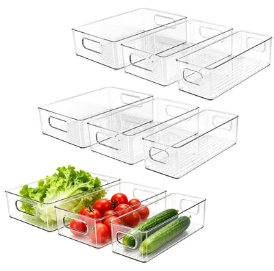 Kühlschrank-Organizer-Set, 9 Stück, 3 Größen, transparent, stapelbar
