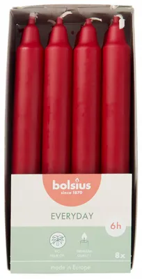 Produktbild von Bolsius Tafelkerzen 8 Stück Rot Weihnachts-Dekoration