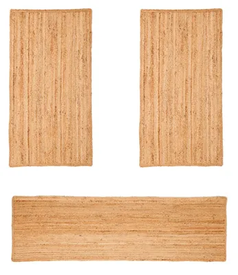 Zdjęcie produktu dla MY-RUG Nitin dywan jutowy 3-częściowy, bieżnik, sypialnia, ręcznie tkany, 100% juta, 350x80