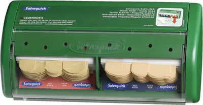 Produktbild von Salvequick Pflasterspender mit 40 Textilpflastern u. 45 wasserabw. Pflastern