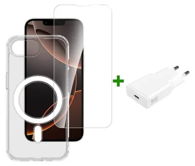 Produktbild von 4smarts 3in1 Premium Starter Set, Transparent, Weiß, 9H, Apple, iPhone 16, 50 g, 180 mm