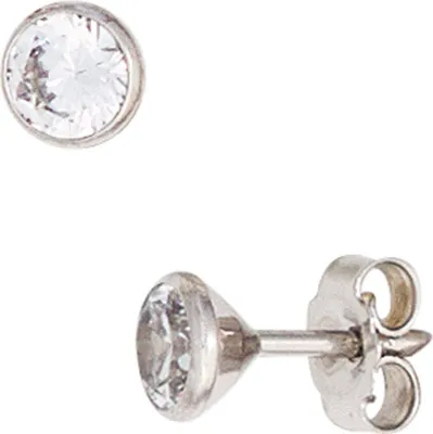 Produktbild von JOBO Ohrstecker 333 Gold Weißgold 2 Zirkonia Ohrringe