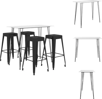 Immagine prodotto di vidaXL Set da bar 5 pezzi bianco e nero - Set da pranzo