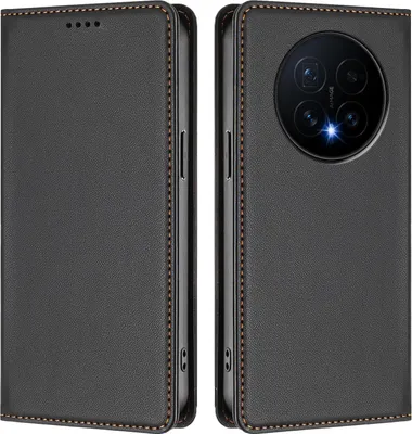 Image de Etui en cuir pour Honor Magic8, étui magnétique en cuirPolyuréthaneavec support Noir