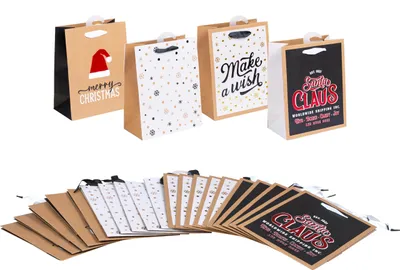 Produktbild von Geschenktaschen 24er Set HEKU Papier 23x18x10 cm 4 Motive umweltfreundlich